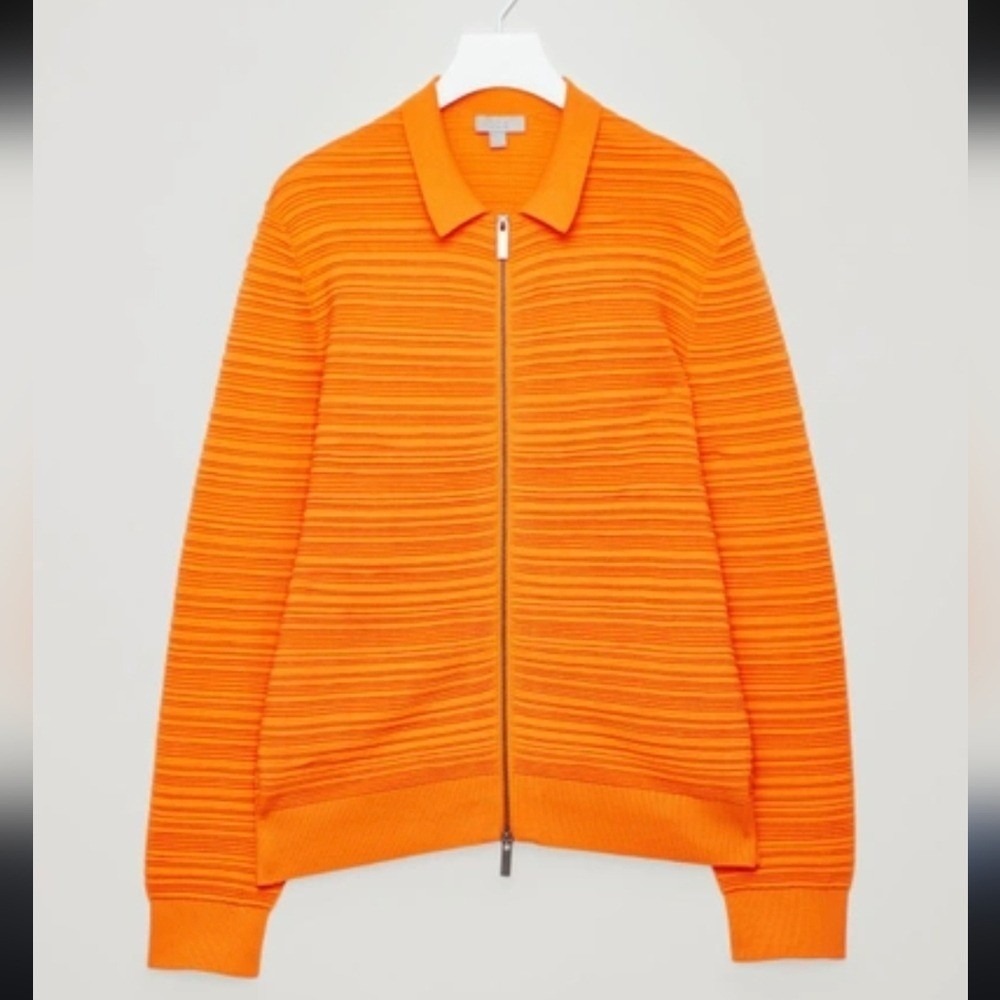 Cos Orange Zippered Men's Sweater Medium